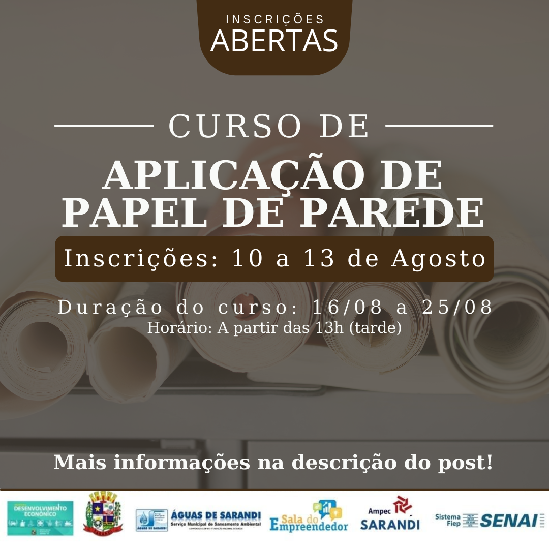 Curso gratuito de Aplicação de Papel de Parede - Vagas Limitadas (15 vagas)